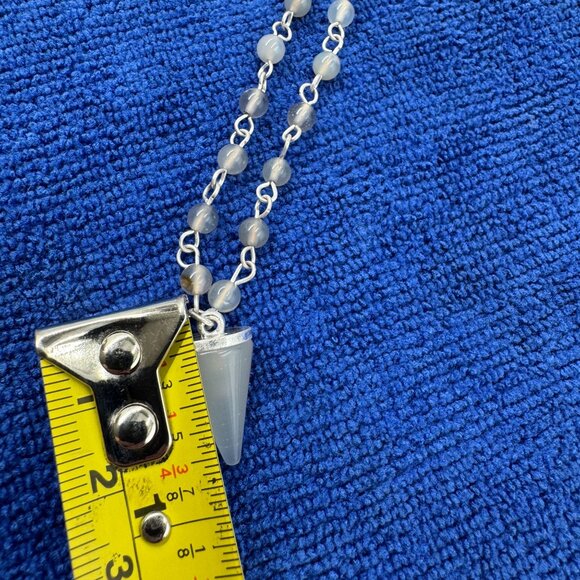 Charming Charlie White Clear Sphere Pendant Beaded 30" Necklace Boho Chic - Picture 5 of 8